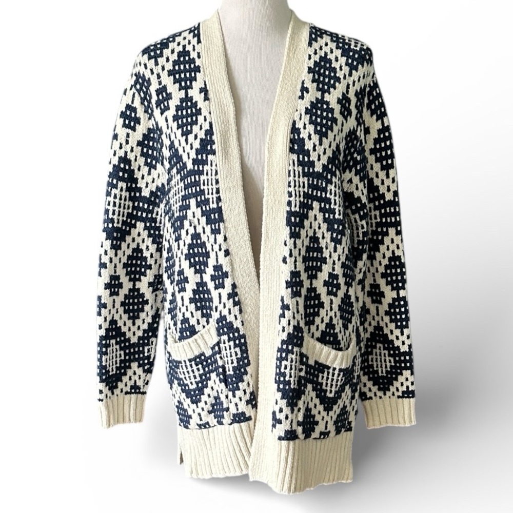 Madewell Fair Isle Contrast Oversized Open Cardigan